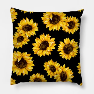 Sun flowers floral pattern - yellow flower Pillow