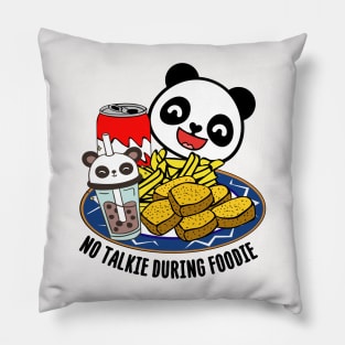 Funny Hungry Panda Bear Cute Foodie Pillow