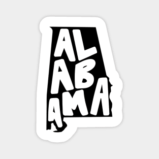 Alabama Doodle Letters Map Outline- black and white b&w Magnet