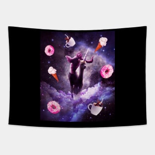 Outer Space Sloth Riding Alpaca Unicorn - Donut Tapestry