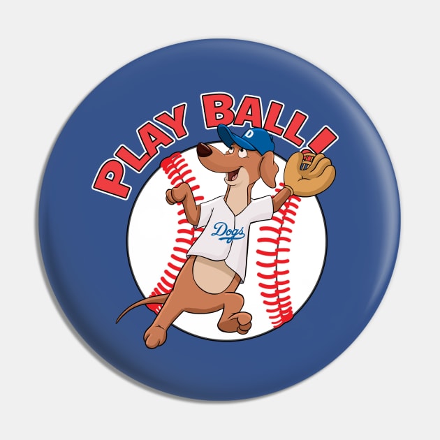 Dodgers Baseball Mascot Dodger Dog Pin by GAMAS Threads