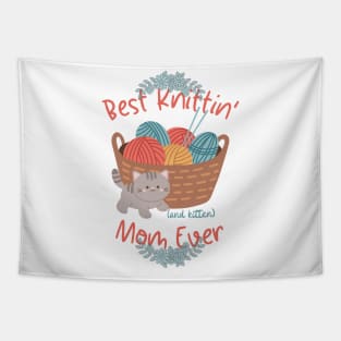 Best Knitting And Kitten Mom Ever Cute Funny Tapestry