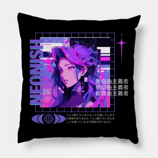 neonish cyberpunk girl Pillow