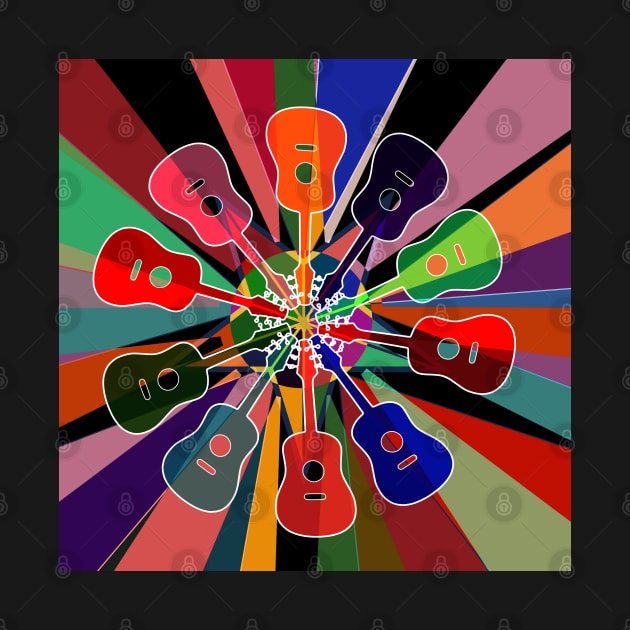 Psychedelic Geometric Rainbow Acoustic Guitar #1 by Timeforplay