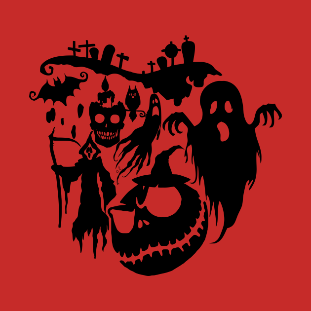 The Black Scary Halloween - Halloween - T-Shirt | TeePublic