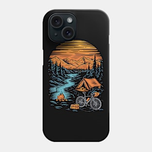 Bicycle Camping Mountains Nature Excursion Phone Case