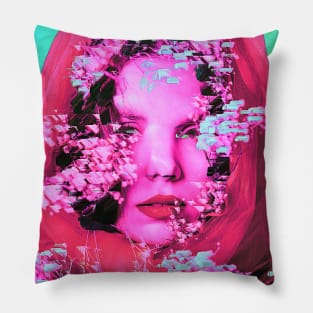 Vaporwave Glitch Girl 555 Pillow