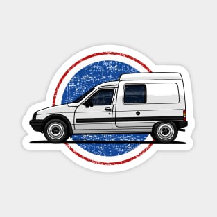 The iconic white van with french circle background Magnet