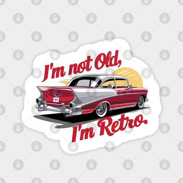 "Vintage Revival: Retro Classic Car Illustration" - I,m Not Old Magnet by stickercuffs