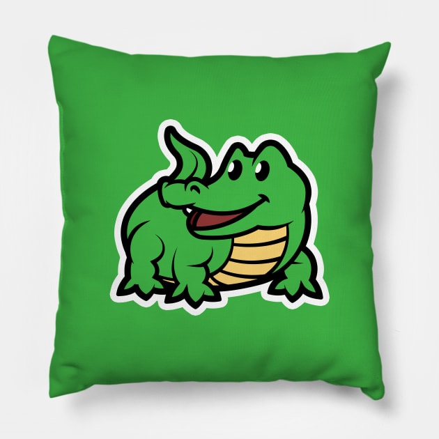 Crocodile Cartoon Animal Cartoon Island Pillow by Cartoon Island