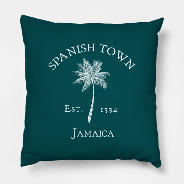 Spanish Town Jamaica Vintage Palm Pillow by TGKelly