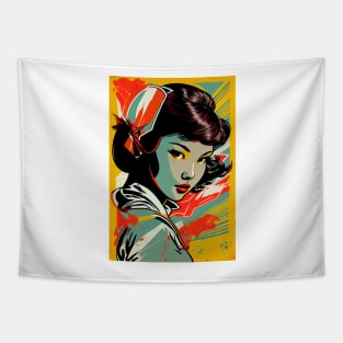 Vintage asian woman in pop-art style Tapestry