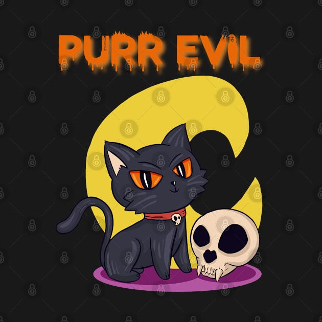 Purr Evil Cat Halloween Shirt - Black Cat Halloween Shirt - Cat Lover Halloween Gift by RRADesign