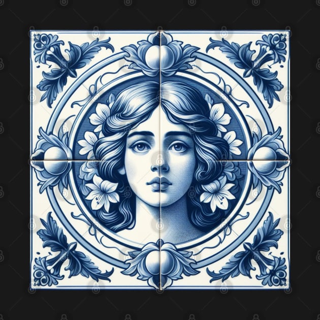 Delft Tile With Woman Face No.3 by artnook