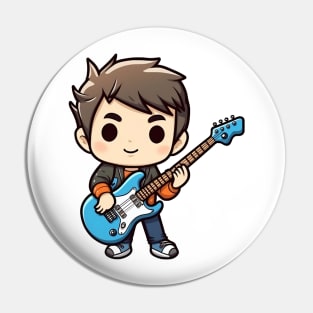 A boy playing his favourite guitar Pin