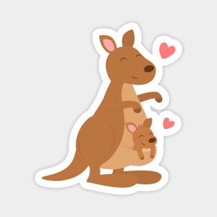 Cute Mom Kangaroo And Joey Magnet