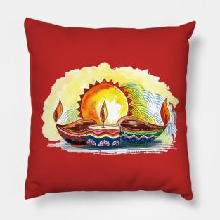 Diwali Concept Watercolor Pillow