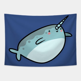 Cute Chubby Cartoon Narwhal Tapestry