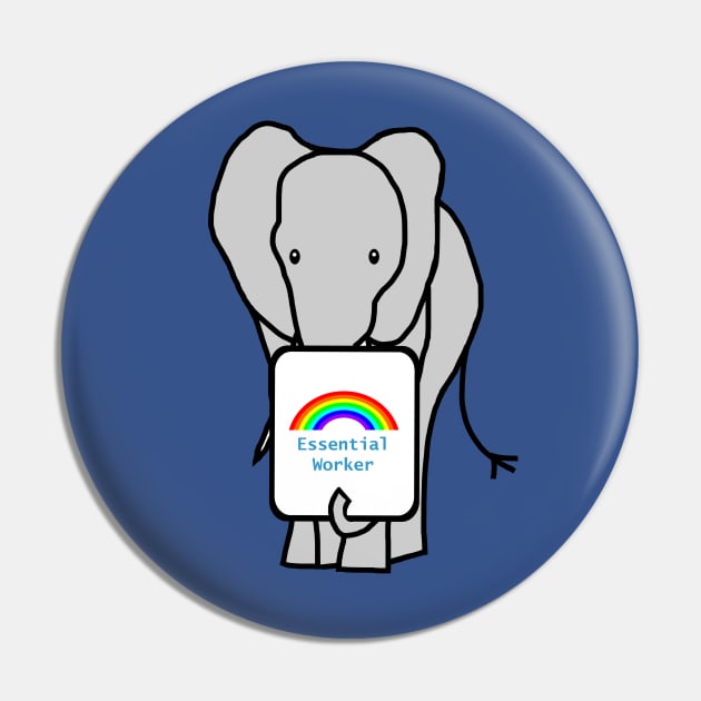 Elephant Worker Rainbow Essential Employee Meme Pin by ellenhenryart