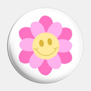 Pink Smiley Flower Pin