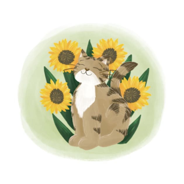 Cute cat with flowers by AbbyCatAtelier