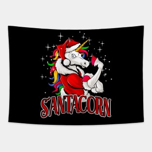 Santacorn Christmas Unicorn Santa Claus Unicorn Tapestry