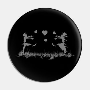 Zombies in Love Gray Pin