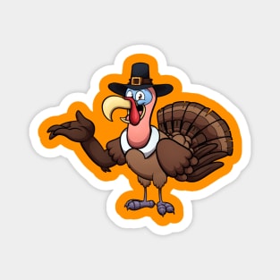 Turkey With Pilgrim Hat Magnet