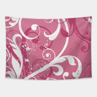 White Pink Floral Art Tapestry