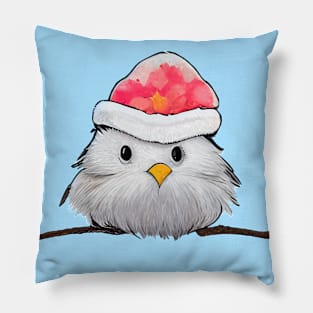 Christmas Fluffy Birdie is sitting on the branch Pillow