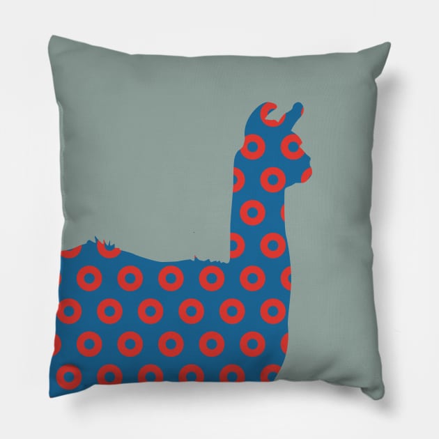 Phish Llama Donuts Pillow by NeddyBetty