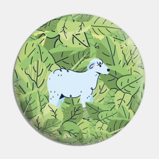 Sheep in Leaves Pin