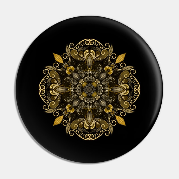 Golden mandala Pin by KolibriPrints