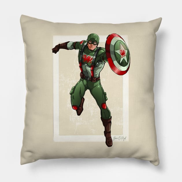 Captain Cymru, Yma O Hyd Pillow by Teessential