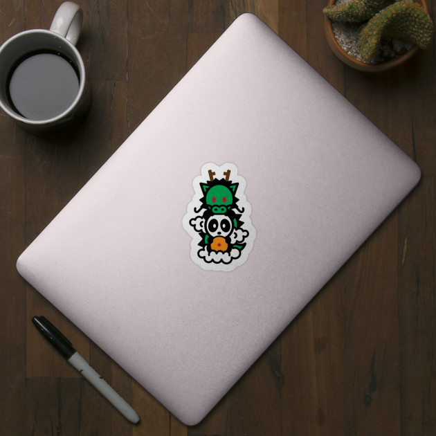 Green Dragon Panda - Panda - Sticker