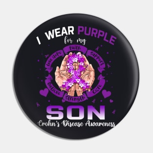 I Wear Purple For My Son Crohn's Disease Awareness Pin