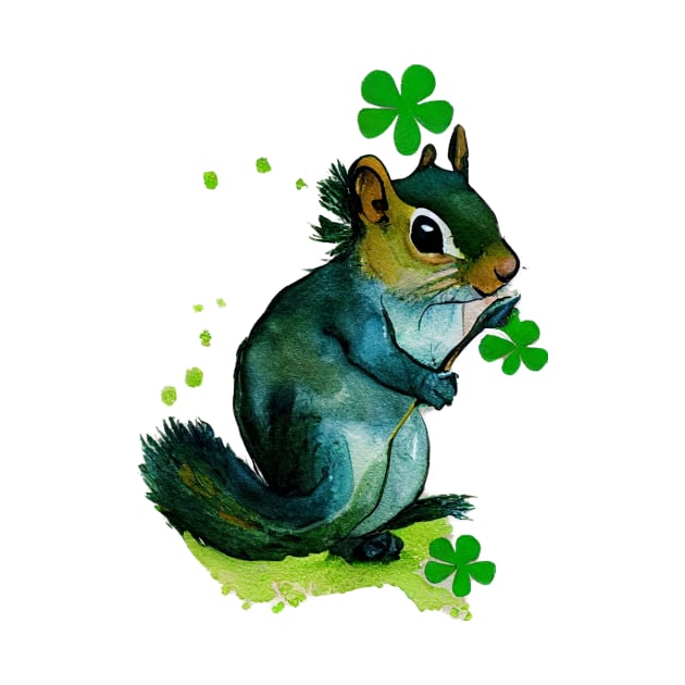 Leprechaun Four Leaf Clover Squirrel, Saint Patrick's Day by fistikci