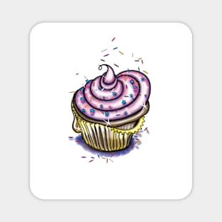 Pink Cup Cake by Julie Ann Stricklin Magnet