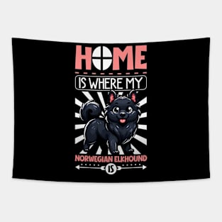 Home is with my Black Norwegian Elkhound Tapestry