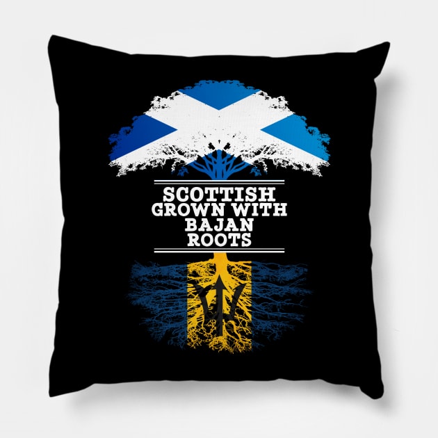 Scottish Grown With Bajan Roots - Gift for Bajan With Roots From Barbados Pillow by Country Flags