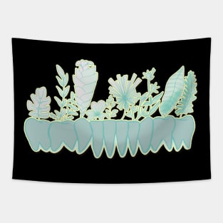 Plant Teeth (Baby Blue and Yellow) Tapestry
