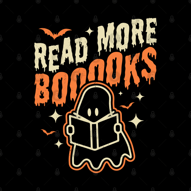 Read More Books Halloween Cute Ghost Boo Librarian Teacher by OrangeMonkeyArt