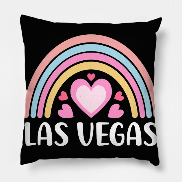 Las Vegas Nevada Rainbow Heart Gift for Women and Girls Pillow by JKFDesigns