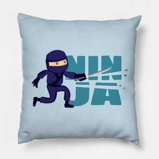 Kawaii Cute Blue Japan Ninja with  samurai sword Pillow