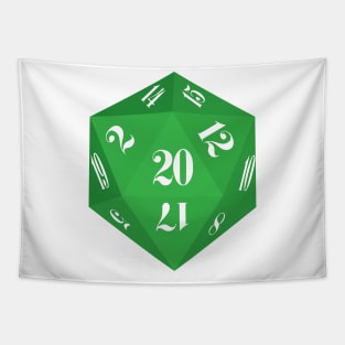 Green 20-Sided Dice Design Tapestry