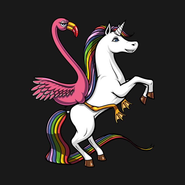 Flamingo Bird Riding Magical Unicorn by underheaven