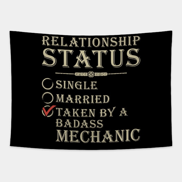 Relationship Status Mechanic   Mechanic T Shirt Tapestry by Murder By Text