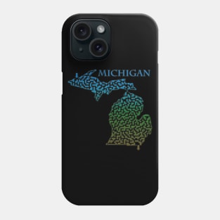 Michigan State Outline Maze & Labyrinth Phone Case