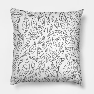 Minimalist seamless floral pattern with contour leaves. Abstract background. Pillow