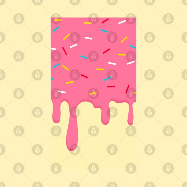 Cute Melting Strawberry Ice Cream Dripping Sprinkles Pink by Punmade